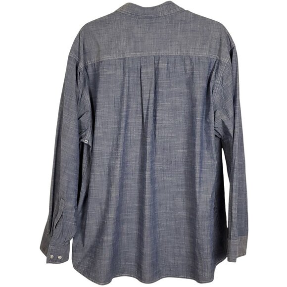 Berne Mens Button Down Workwear Denim Shirt 2XL Chambray Blue Casual Workwear - Picture 10 of 12